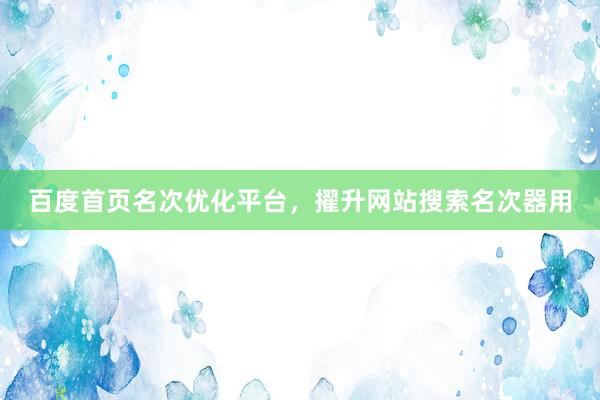 百度首页名次优化平台，擢升网站搜索名次器用